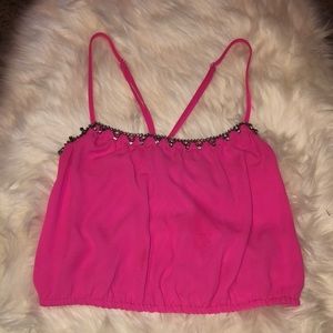 Pink crop top with bling